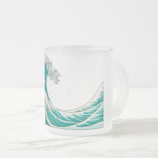 Great Wave frosted glass mok - groen (Voorkant rechts)
