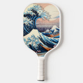 Great Wave geïnspireerd roze sakura esthetisch Pickleball Paddle (Achterkant)