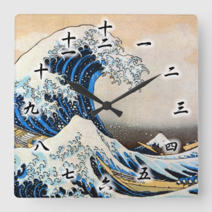 Great Wave, Hokusai, Ukiyo-e Vierkante Klok
