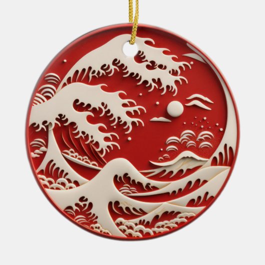 Great Wave Japans Keramisch Ornament (Voorkant)