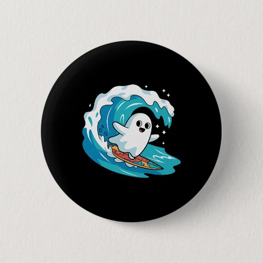 Great Wave Kanagawa Funny Japanese Surfing Cat  Ronde Button 5,7 Cm (Voorkant)