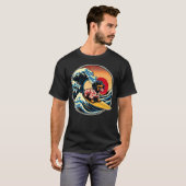 Great Wave Kanagawa Weiner Dachshund Dog Surfing T-shirt (Voorkant volledig)