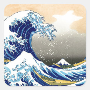 Great Wave langs Kanagawa ~ Hokusai Vierkante Sticker