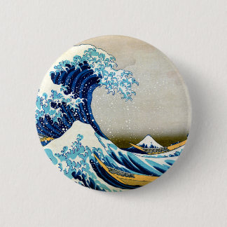 Great Wave langs Kanagawa Ronde Button 5,7 Cm