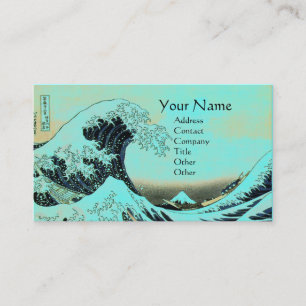 GREAT WAVE MONOGRAM Aqua Blue, Blauwgroen Visitekaartje