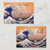 GREAT WAVE MONOGRAM Pearl Paper Visitekaartje (Voorkant / Achterkant)