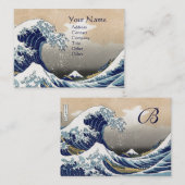 GREAT WAVE MONOGRAM Pearl Paper Visitekaartje (Voorkant / Achterkant)