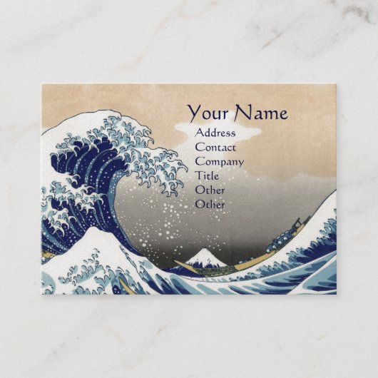 GREAT WAVE MONOGRAM Pearl Paper Visitekaartje (Voorkant)