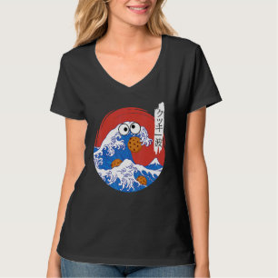 Great Wave Monster Eating Cookies Japanse Kanji C T-shirt