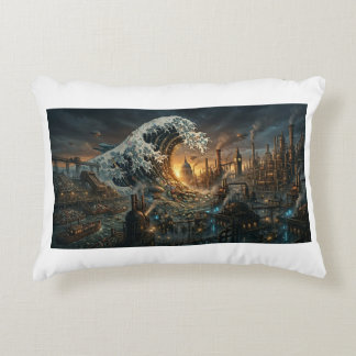 Great Wave of Plastic Trash - Steampunk Cushion Accent Kussen
