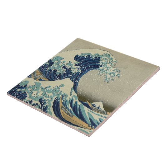 "Great Wave off Kanagawa" by Hokusai ceramic tile Tegeltje (Zijkant)