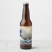 Great Wave off Kanagawa & Mount Fuji Japan Zee Bier Etiket (Voorkant)