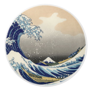 Great Wave off Kanagawa & Mount Fuji Japan Zee Keramische Knop