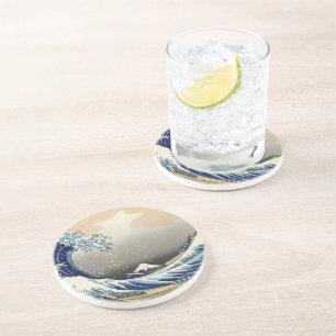 Great Wave off Kanagawa & Mount Fuji Japan Zee Zandsteen Onderzetter