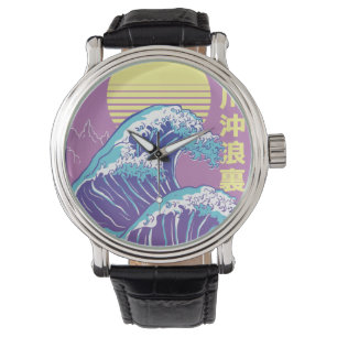 Great Wave Vaporwave Kanagawa Horloge