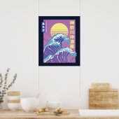 Great Wave Vaporwave Kanagawa Poster (Keuken)