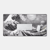 Great Wave zwart-wit Extended Desk Muispad Bureaumat (Keyboard & Muis)