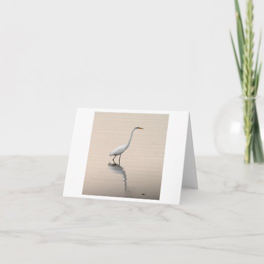 Great White Egret Folded Note Kaart (Voorkant)