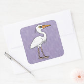 Great White Heron Vierkante Sticker (Envelop)