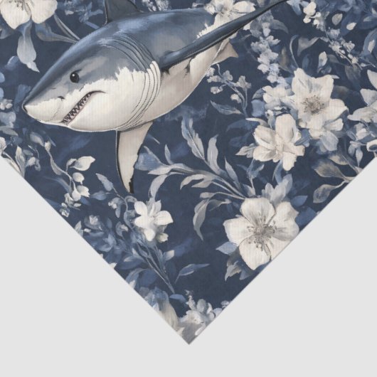 Great White Shark Floral Flowers Tissuepapier (Detail)