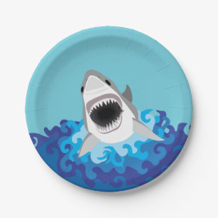Great White Shark Funny Cartoon Papieren Bordje