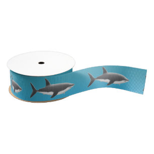 Great White Shark Ocean Ribbon Grosgrain Lint