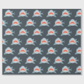 Great White Shark Pattern Navy Blue Cadeaupapier (Vlak)