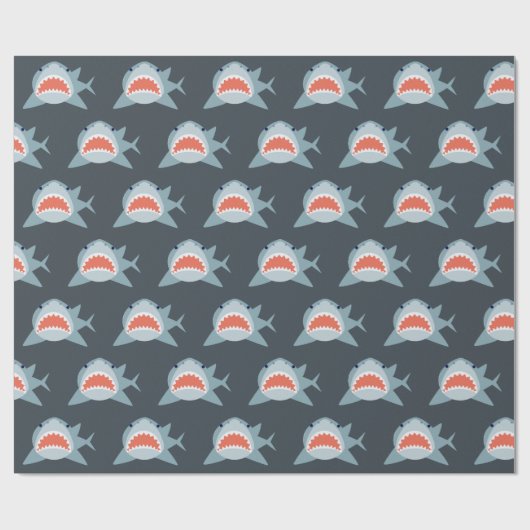 Great White Shark Pattern Navy Blue Cadeaupapier (Vlak)