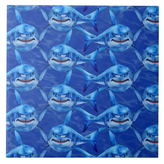 Great White Shark Pattern Tegeltje (Voorkant)