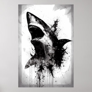 Great White Shark Portret Poster