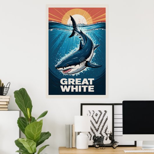 Great White Shark Poster (Thuiskantoor)