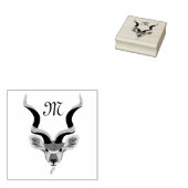 Greater Kudu Head geïllustreerd Monogram Rubberstempel (Gestempeld)