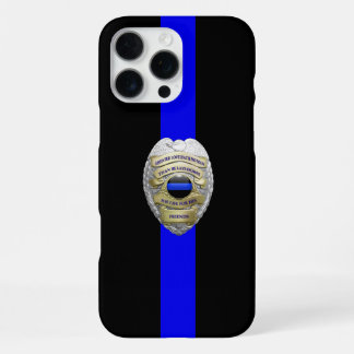 Greater Love Police Badge Thin Blue Line iPhone 16 Pro Max Hoesje