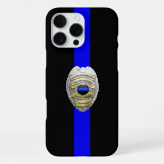 Greater Love Politie Badge Thin Blue Line iPhone 16 Pro Max Hoesje