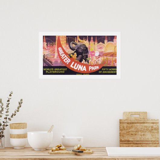 Greater Luna Park (wit) Poster (Keuken)