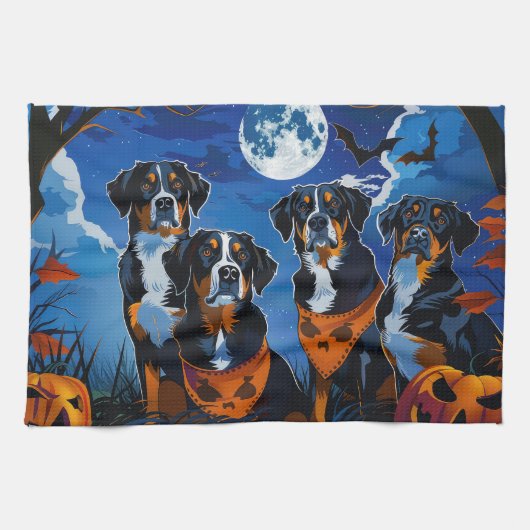 Greater Swiss Halloween Spooky Theedoek (Horizontaal)