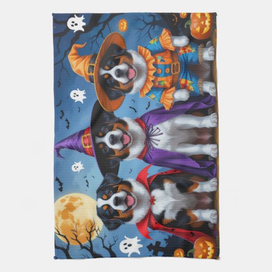 Greater Swiss Mountain Dog Pumpkin Halloween Grapp Theedoek (Verticaal)