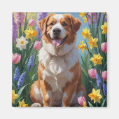 Greater Swiss Mountain Dog Spring Bloemen Schilder Magneet (Voorkant)