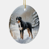 Greater Swiss Mountain Laat het sneeuwen Kerstmis Keramisch Ornament (Rechts)