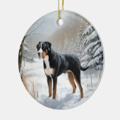 Greater Swiss Mountain Laat het sneeuwen Kerstmis Keramisch Ornament (Links)