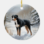 Greater Swiss Mountain Laat het sneeuwen Kerstmis Keramisch Ornament (Achterkant)