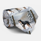 Greater Swiss Mountain Laat het sneeuwen Kerstmis Stropdas (Opgerold)