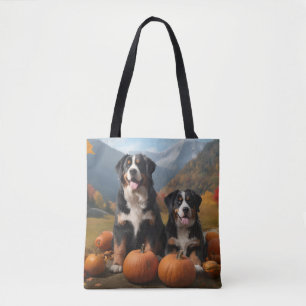 Greater Swiss Mountain Pup herfst Delight pompoen Draagtas