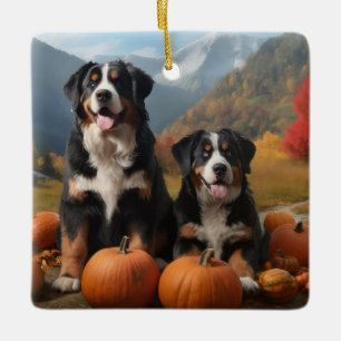 Greater Swiss Mountain Pup herfst Delight pompoen Keramisch Ornament