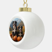 Greater Swiss Mountain Pup herfst Delight pompoen Keramische Bal Ornament (Rechts)
