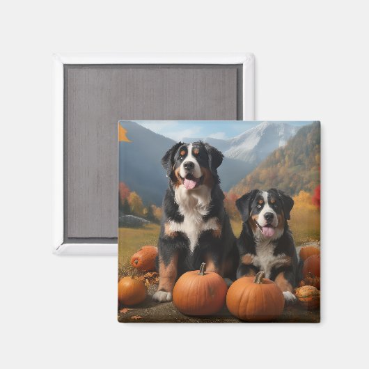 Greater Swiss Mountain Pup herfst Delight pompoen Magneet (Voorkant / Achterkant)