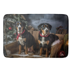 Greater Swiss Mountain Snowy Sleigh Kerstmis Badmat