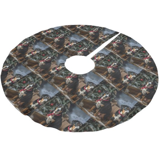 Greater Swiss Mountain Snowy Sleigh Kerstmis Kerstboom Rok (Gekanteld)