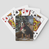 Greater Swiss Mountain Snowy Sleigh Kerstmis Pokerkaarten (Achterkant)