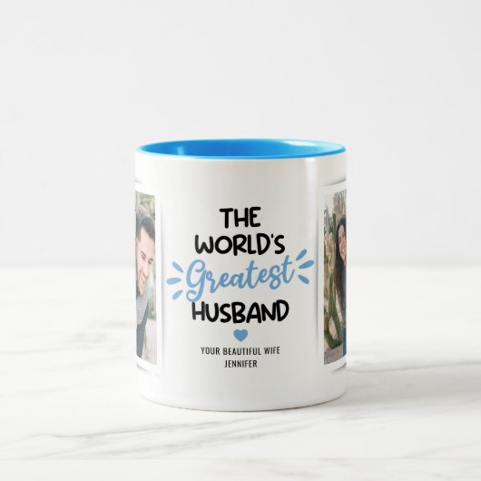 Greatest Husband 2 Photo Two-Tone Coffee Mok (Center)
